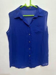Poshmark Sheer Royal Blue Top