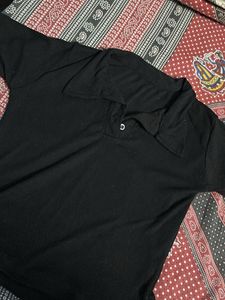 black polo crop t shirt