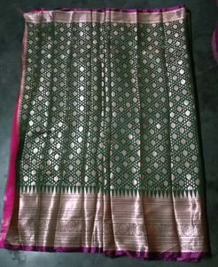Silk Saree - Pink &amp; Olive Green