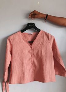 Cropped Shirt - Peach Colour