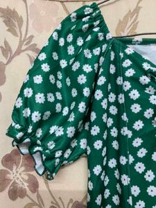 Green polka dot dress