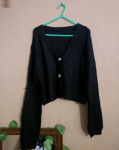 Black Button-Down Cardigan