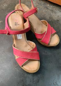 Red Wedge Sandals