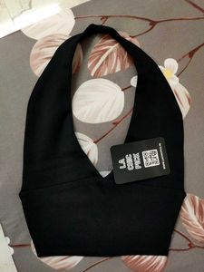 Sophia Black Halter Neck Crop Top