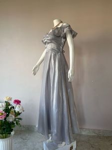 Elegant Silver Off-Shoulder Dress