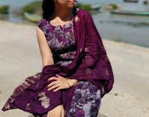 Beautiful Purple Suit(Free Kurti)