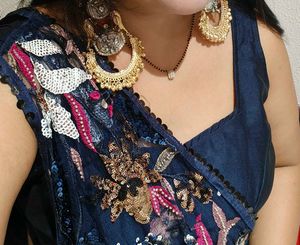 Elegant Blue Embroidered Saree