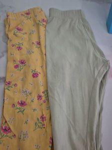 Girls&#39; Floral &amp; Solid Leggings Duo