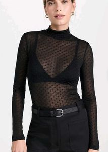 Black Mesh Sheer Top