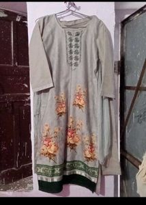 Floral Print Kurta set grey rayon xl