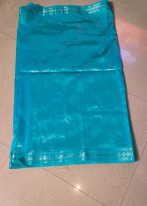 Cyan Colour Banarasi Silk Saree