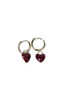 Crimson Heart Hoops Ear Ring