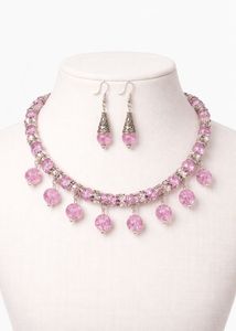 Pink Beaded Necklace & Earring Set