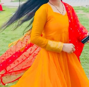Anarkali Dress with Dupatta💛❤️
