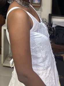 White Embroidered Sleeveless Top