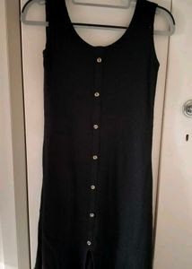 Ribbed Black Button-Down Dress | Minimal Chic