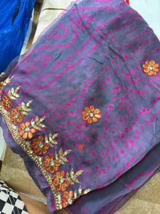 Embroidered Floral Saree - Stunning Design!