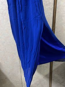 Navy Blue Pure Georgette Gown With Slit