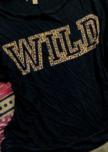 Wild Graphic Elbow Length Sleeve Top