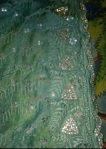 New stones work saree with designer blouse piecd