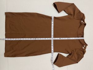 Brown Long Sleeve Midi Dress