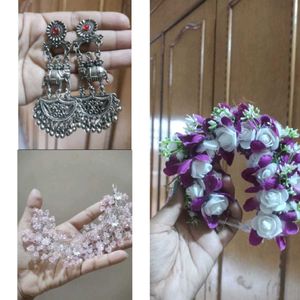 Combo Of Beautiful Hair Accessories And Jhumkaa