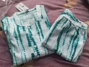 Dyed Mandarin Kurta With Trouser