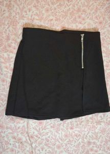 Black Mini Skort with Zipper Detail