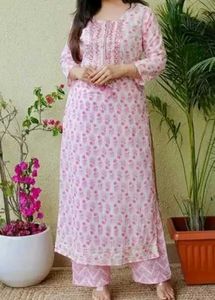 Pink Floral Kurta Set