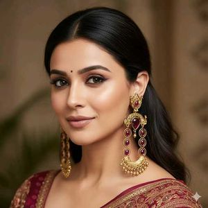Elegant Gold & Ruby Drop Earrings