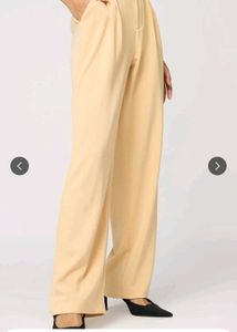 Beige Wide Leg Trousers