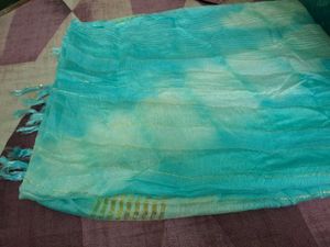 Three Piece Blue Printed Kurta Set Wth Chunni