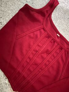 Red Corset Lycra Crepe Crop Top