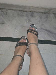 my used grey block heel