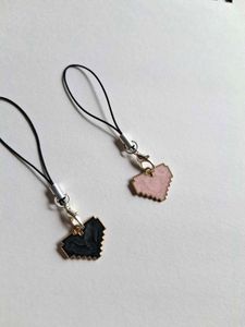 Pixel Heart Phone Charms