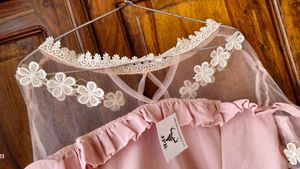 baby pink net peplum top (new)