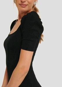 Black Ribbed Bodycon Dress