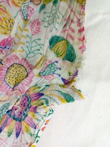 Kurti With All Over Flower Design And Mirror Work