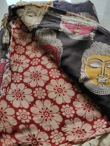 New Black Buddha Kalamkari Saree