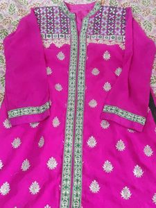Pink Embroidered Kurti