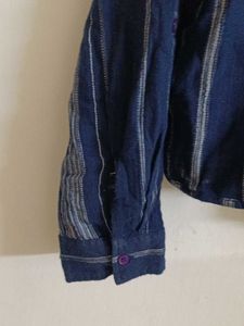 Navy Striped Wrap Top