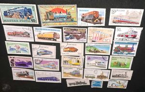 27 STAMPS: Featuring TRAINS