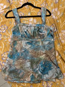 Paisley Patterned Satin Top