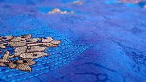 Embroidered Blue Churidar Top