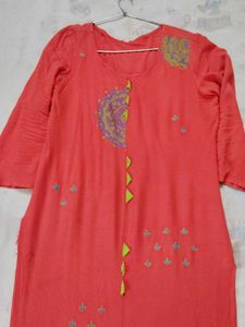 Kurta Orange Colour With Beautiful Kadai