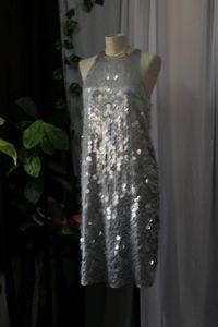 Mango Luxe Sparkling Silver Sequin Dress