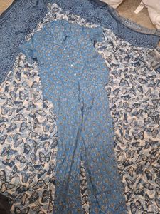 Blue Floral Pajama Set