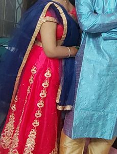 Pink And Blue Lehnga