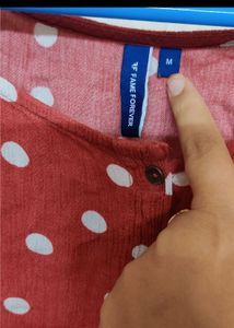 “Fame Forever” Brown Polka Button Up Top