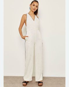 Cream Pinstripe Jumpsuit